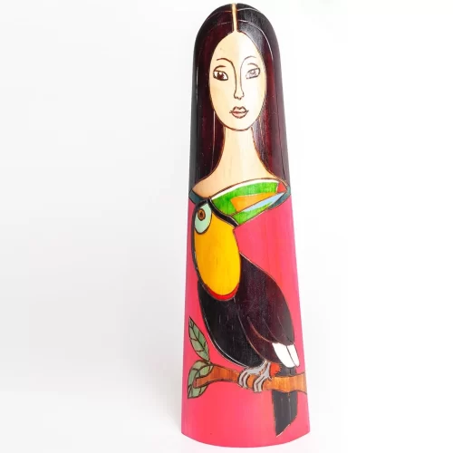 Hand-painted pine wood figure