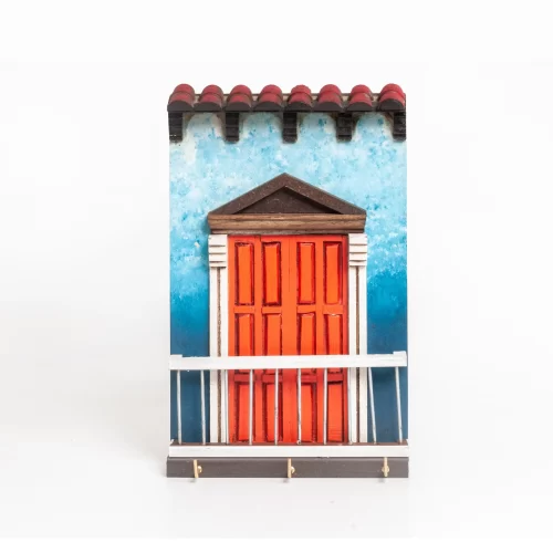 Handmade Wooden Key Holder – Colonial House Facade 3